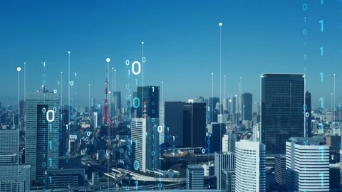 Smart city and communication network concept. Digital transformation. IoT (Inter Stock Footage 144652657