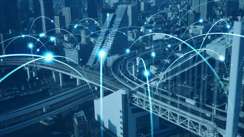 Smart city and communication network concept. Digital transformation. Stock Footage 145918217