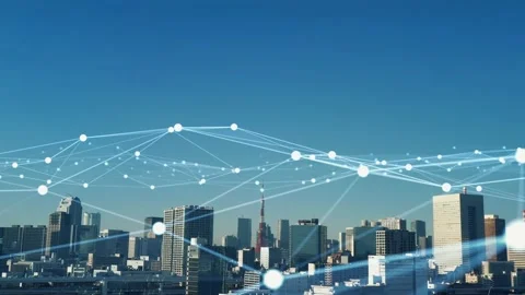 Smart city and communication network concept. 5G. IoT (Internet of Things).  Stock Footage 145918290