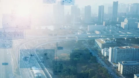 Smart city and communication network concept. Digital transformation. Stock Footage 145918316