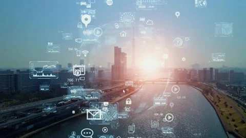 Smart city and communication network concept. Digital transformation. Stock Footage 150414757