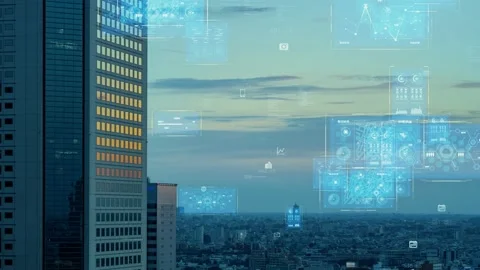 Smart city and communication network concept. Digital transformation. Video stock 156748165