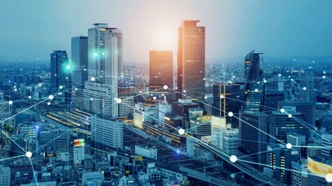 Smart city and communication network concept. Digital transformation. Stock Footage 157246564