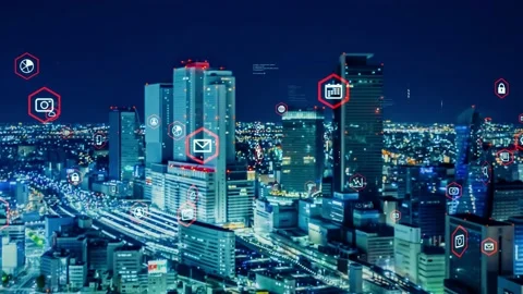 Smart city and communication network concept. Digital transformation. Stock Footage 157246579