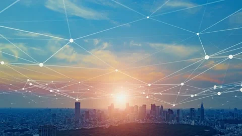 Smart city and communication network concept. Digital transformation. Video stock 158836103
