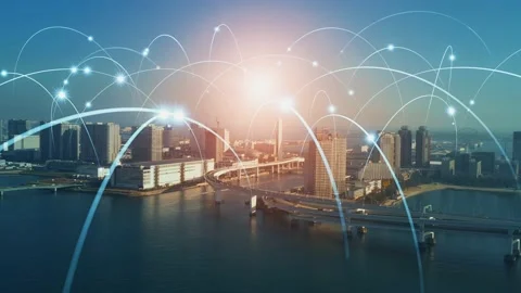 Smart city and communication network concept. Digital transformation. Stock Footage 159684106