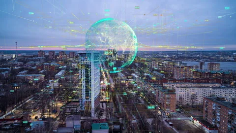 Smart city and communication network concept. 5G. IoT Internet of Things Stock Footage 166887274