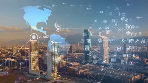 Smart city and communication network concept. Retail as a Service. Stock Footage 171524057