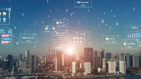 Smart city and communication network concept. Digital transformation. Stock Footage 171940863