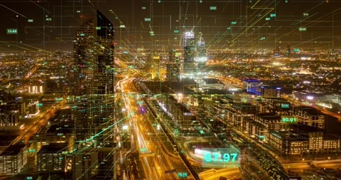 Smart city and communication network concept. 5G. IoT Internet of Things Stock Footage 201772744