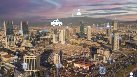 Smart city and communication network concept. 5G. IoT Internet of Things Stock Footage 230949758