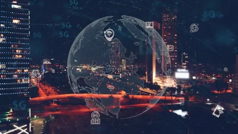 Smart city and communication network concept. 5G. IoT Internet of Things Stock Footage 241692282