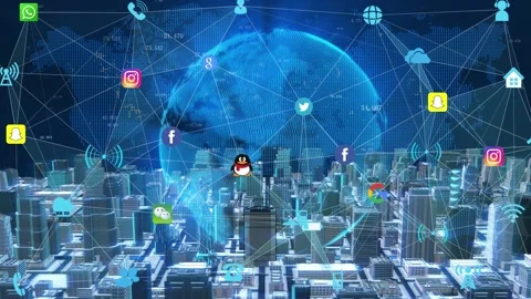 Smart city and mobile internet technology concept Stock Footage 220398530