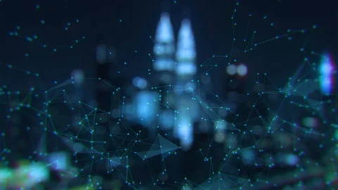 Smart city and network connection concept with Kuala Lumpur city skyline . Stock Footage 101317633