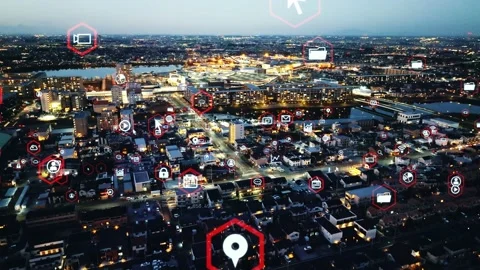 Smart city and technology concept. Digital transformation. Vidéo 167982866