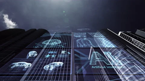 Smart City Artificial intelligence Network Technology CG background Jb1a Stock Footage 151494809