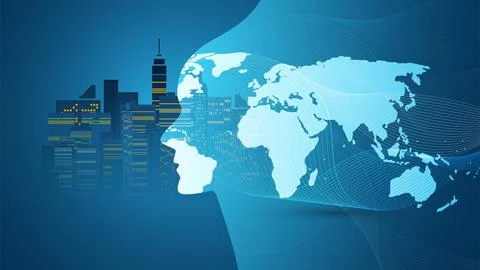 Smart City, Automated Digital Control, Deep Learning, Artificial Intelligen.. 스톡 일러스트
