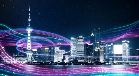 Smart city big data connection technology concept Stock Photos