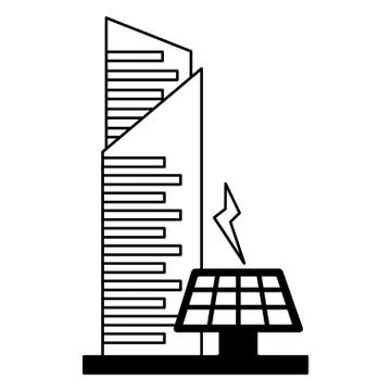 Smart city building solar panel Ilustración de archivo