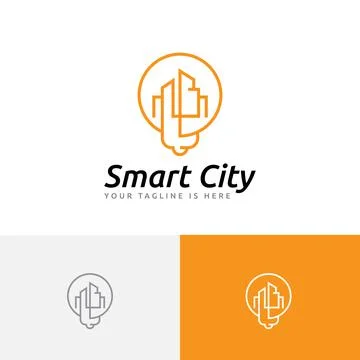 Smart City Building Technology Light Creative Idea Logo Stock Illustration