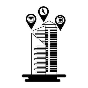 Smart city building technology wireless Ilustración de archivo