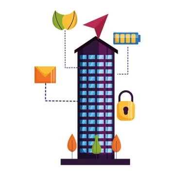 Smart city building technology wireless Ilustración de archivo
