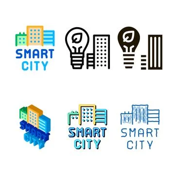 Smart city buildings icon variations vector outline Stock Illustration