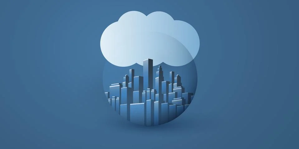 Smart City, Cloud Computing Design Concept with Transparent Globe, Cityscap.. イラスト素材