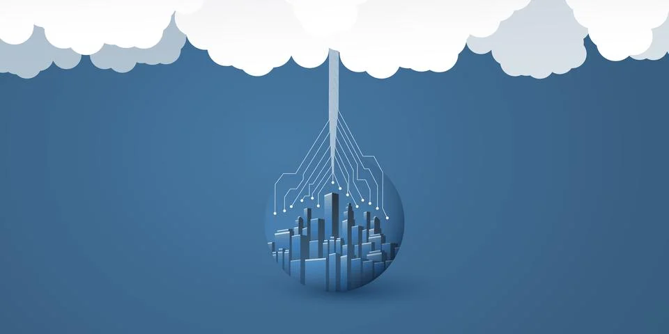 Smart City, Cloud Computing Design Concept with Transparent Globe, Cityscap.. 스톡 일러스트