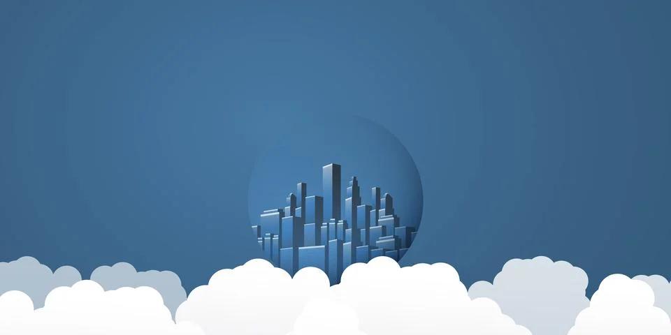 Smart City, Cloud Computing Design Concept with Transparent Globe, Cityscap.. Stock Illustration