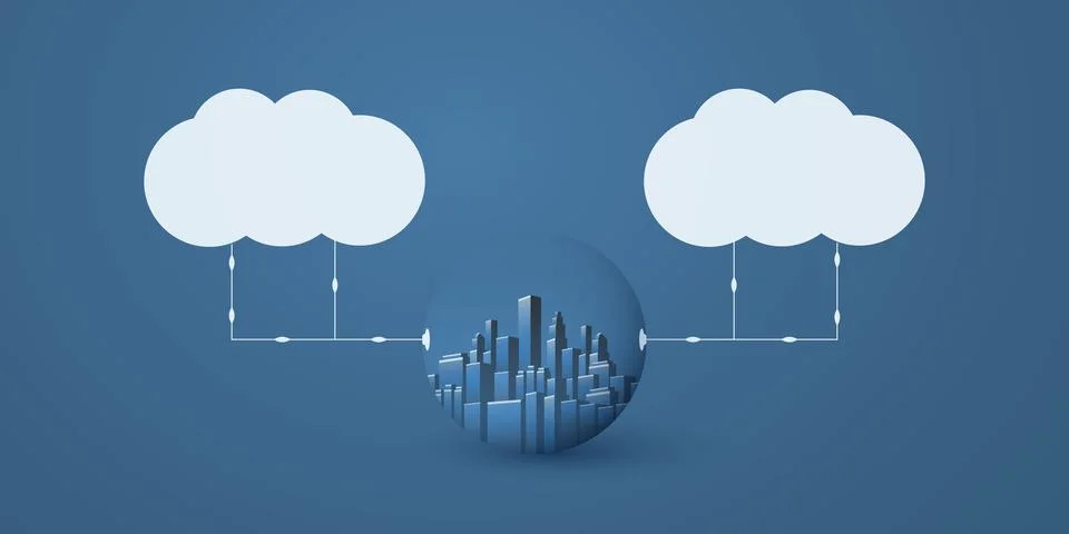 Smart City, Cloud Computing Design Concept with Transparent Globe, Cityscap.. イラスト素材