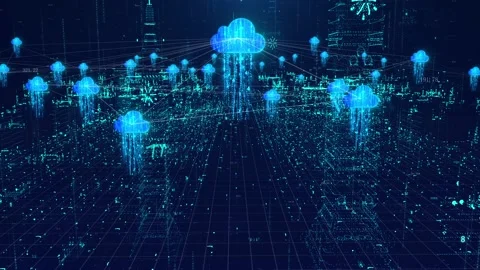 Smart city cloud service network coverage and data transmission Stock Footage 163647726