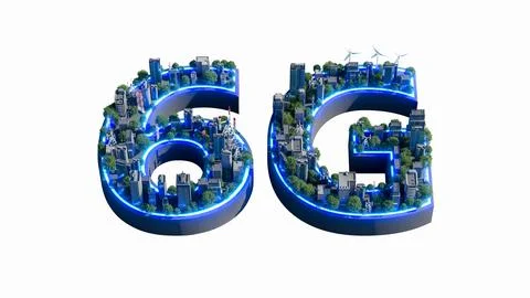 Smart city concept of future technology 6G network wireless systems and inter Stock-Illustration