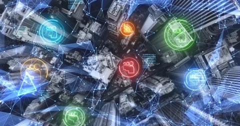 Smart city concept. IoT Internet of Things . ICT Information Communication Stock Footage 112316076