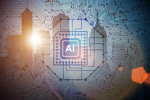 Smart city concept powered by artificial intelligence Illustrazione stock