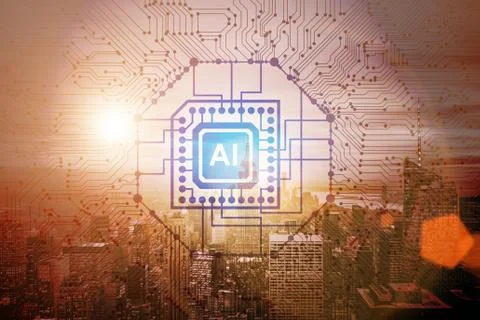 Smart city concept powered by artificial intelligence Stock Illustration