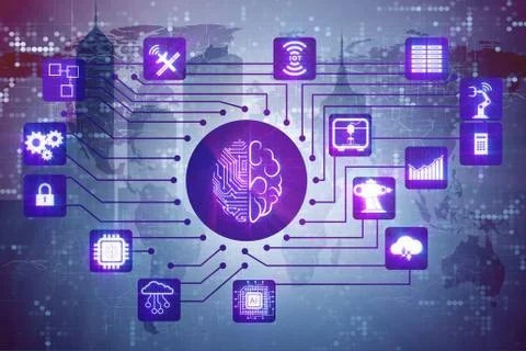 Smart city concept powered by artificial intelligence Stock Illustration