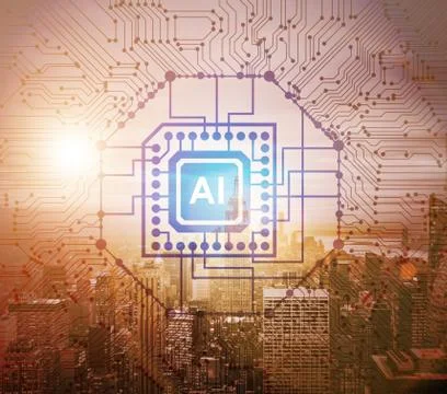 Smart city concept powered by artificial intelligence Illustrazione stock