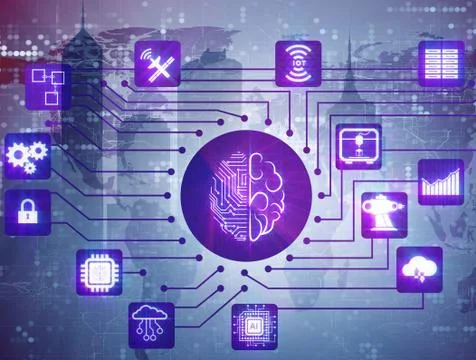 Smart city concept powered by artificial intelligence Stock Illustration