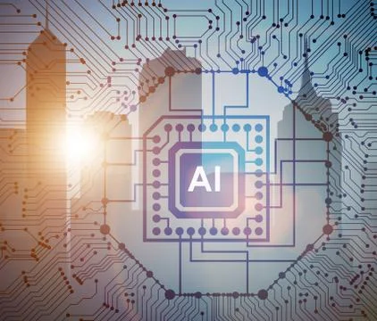 Smart city concept powered by artificial intelligence Illustrazione stock