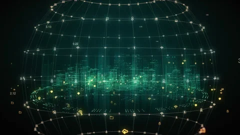 Smart City Connect Digital Systems in a 3D animation Stock Footage 239043637