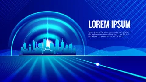 Smart City Connectivity and Cybersecurity Concept Banner Stock Illustration