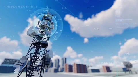 Smart city covered by 5g network communication signal Stock Footage 171491912