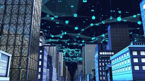 Smart city covered by 5g network signal Stock Footage 234247977