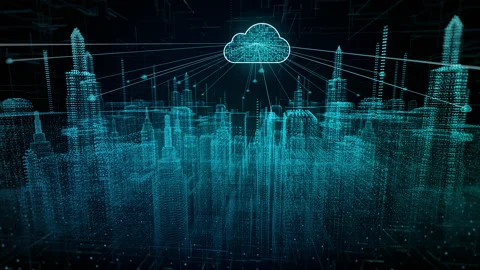 Smart city of cybersecurity digital data of futuristic and technology of clou Video stock 141891923