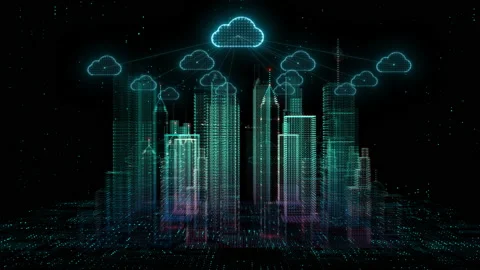 Smart city of cybersecurity digital data of futuristic and technology Stock Footage 166832526