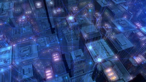 Smart city cyberspace digital technology animation Video stock 146678938