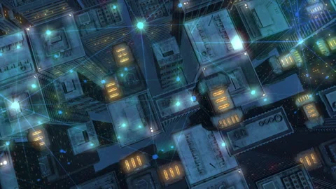 Smart city cyberspace digital technology animation Stock Footage 146678939