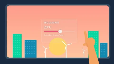 Smart City Dashboard Zero Emission Eco Climate Control Animation Stock Footage 340860532