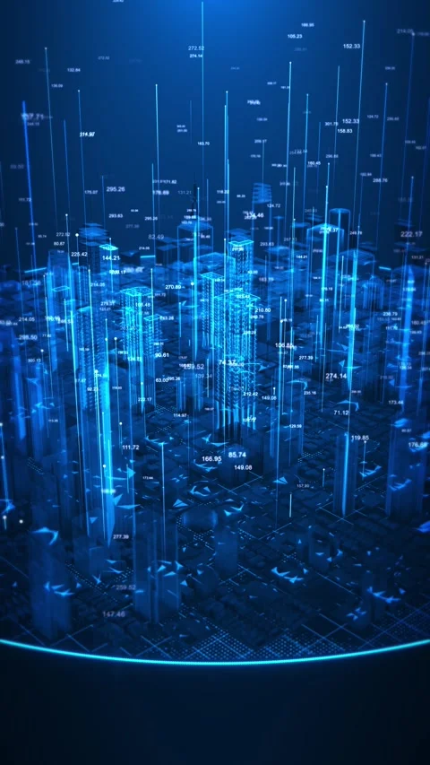 Smart City Data Analytics with Digital Metrics and Business Intelligence Stock Footage 342611156
